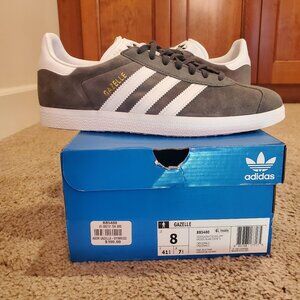 DS NIB Adidas Gazelle Mens size 8 (Wmns 9) BB5480 $100 dgh solid gray white gold